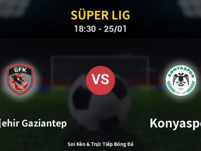 Kết Quả: Gazişehir Gaziantep 1-1 Konyaspor – Highlight & Bàn Thắng | Süper Lig