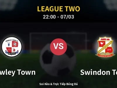 Soi Kèo Crawley Town vs Swindon Town – 22:00 07/03 | Nhận Định, Dự Đoán Tỷ Số