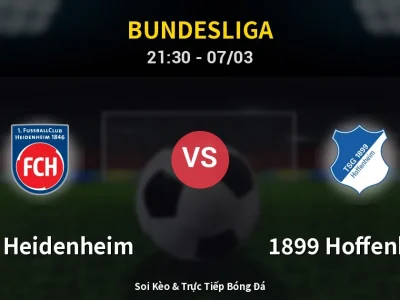 🔴 Trực Tiếp: 1. FC Heidenheim 0-0 1899 Hoffenheim – Link Xem Bundesliga (Full HD)